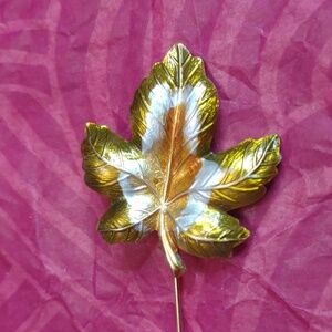 Gold Leaf Brooch Pin Hat Pin